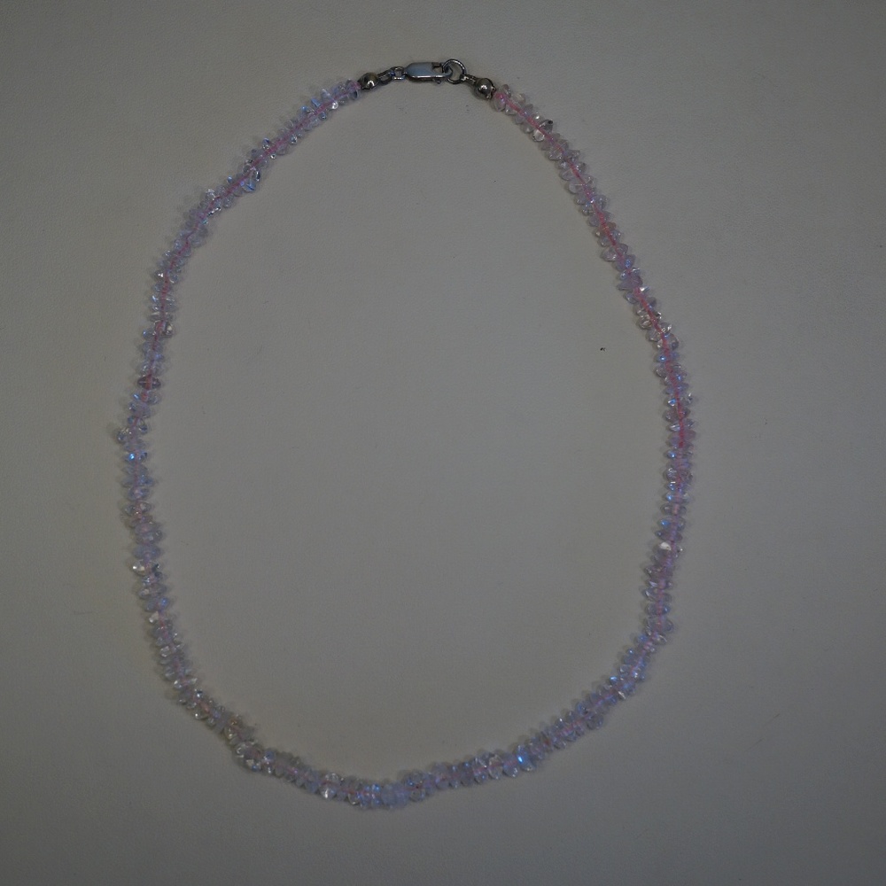 15" 5mm Rondelle Cut Pink Tourmaline Bead Necklace